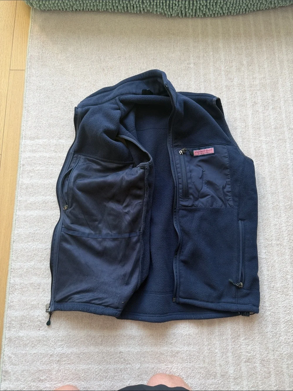 Vineyard Vines Navy Fleece Zip-Up Vest